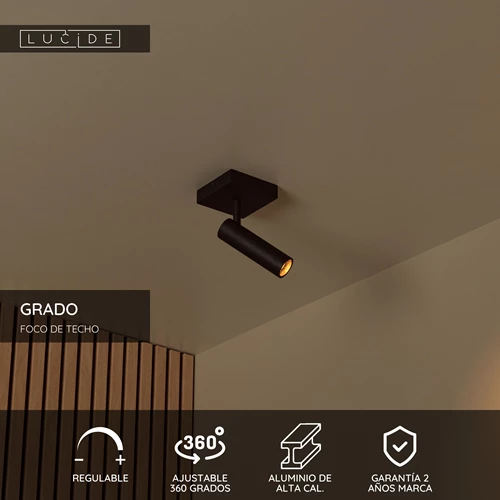 Lucide GRADO - Foco de techo - 1xGU10 (MR11) - Negro - USP